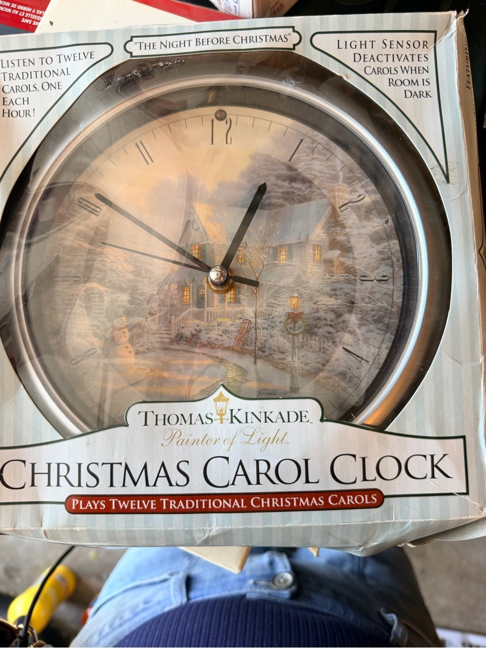 NEW Thomas Kinkade The Night Before Christmas Musical clock  Christmas Carol
